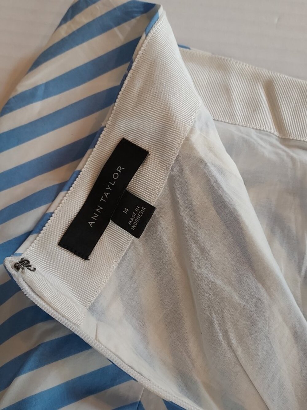 Ann Taylor Striped Poplin Flare Midi Skirt In Vista Size 14 NWOT - Picture 8 of 11